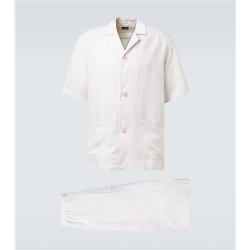 Zegna pigiama in lino a righe