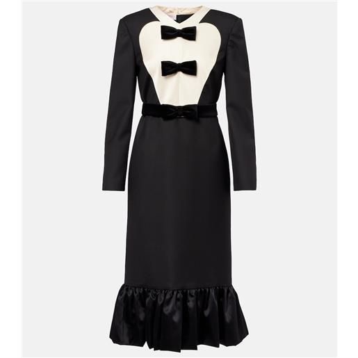 Valentino abito midi in lana vergine con fiocco