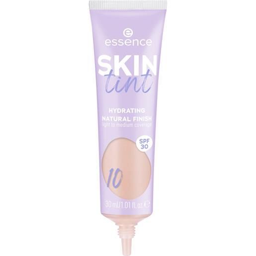 Essence skin tint hydrating natural finish spf30 10 fondotinta copertura media leggero 30 ml fluido spf