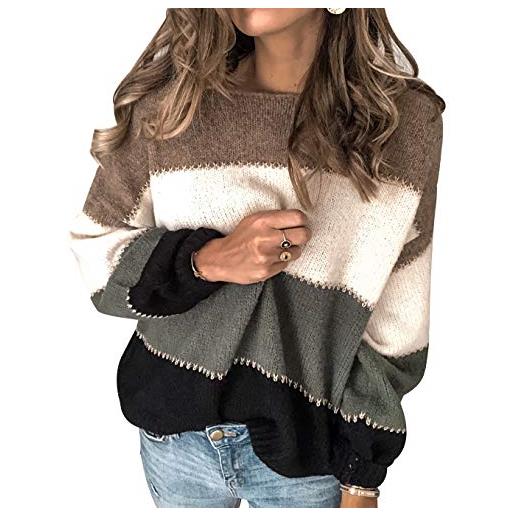 Pengniao maglione oversize donna invernale maglioni donne manica lunga invernali larghi pullover donna largo taglie forti maglione lavorato maglia girocollo maniche lunghe pesanti maglioncino arancione 3xl