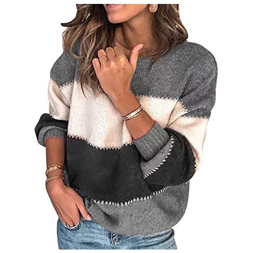Maglione Trecce Righe Girocollo Donna Oversize Invernale Maglioni Donna Taglie Forti Felpa Pullover Sweater Maglieria Donne Larghi Maglione Lavorato