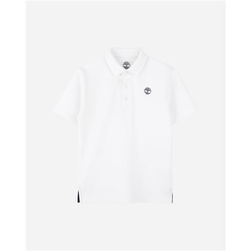 Timberland piquet small logo jr - polo - bianco