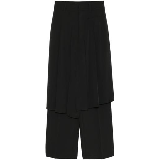 Goen.J pantaloni plissé dritti asimmetrici - nero