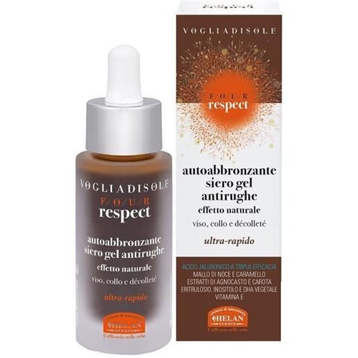 Helan voglia di sole four respect siero gel antirughe autoabbronzante naturale uniformante 30 ml