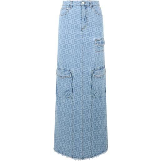 GCDS gonna denim con monogramma - blu
