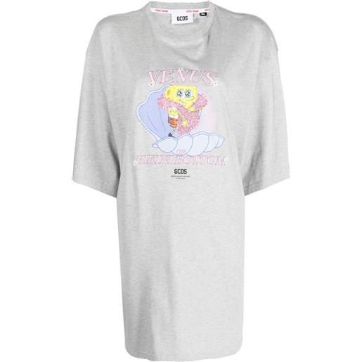 GCDS abito modello t-shirt con stampa GCDS x sponge. Bob - grigio
