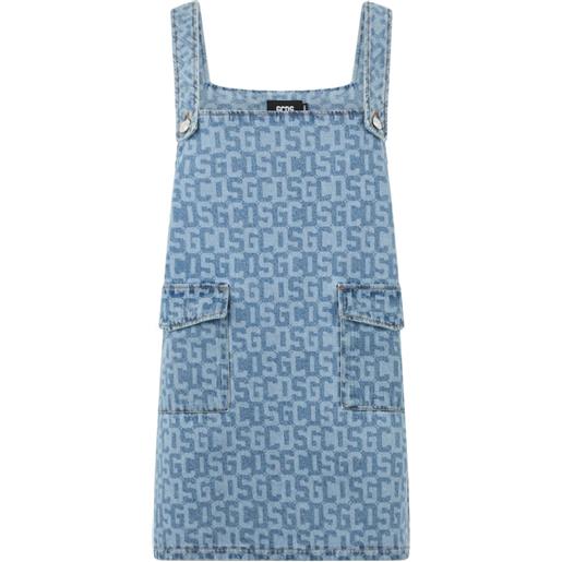 GCDS abito denim con monogramma - blu