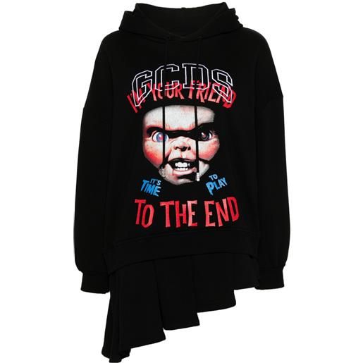 GCDS abito corto con cappuccio x universal chucky - nero