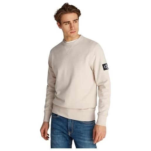 Calvin Klein jeans felpa uomo badge crew neck senza cappuccio, grigio (endless grey), xs