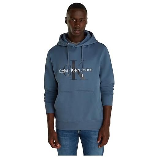 Calvin Klein felpa uomo seasonal monologo regular con cappuccio, blu (blue coast), 5xl