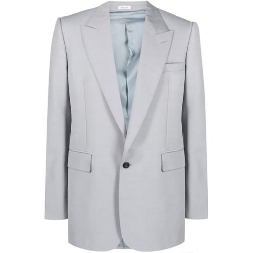 Alexander McQueen blazer monopetto con revers a lancia - grigio
