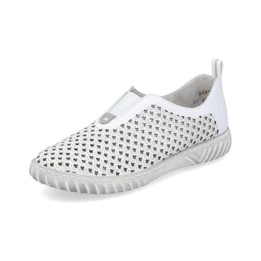 Rieker 48951 - Mocassino Donna Blu Scuro, Larghezza Extra, Chiusura In Velcro, Soletta Morbida