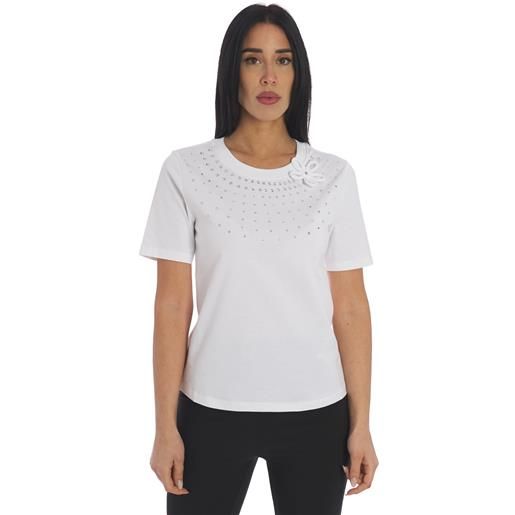 TWINSET ACTITUDE t-shirt TWINSET ACTITUDE con strass e fiore, colore bianco