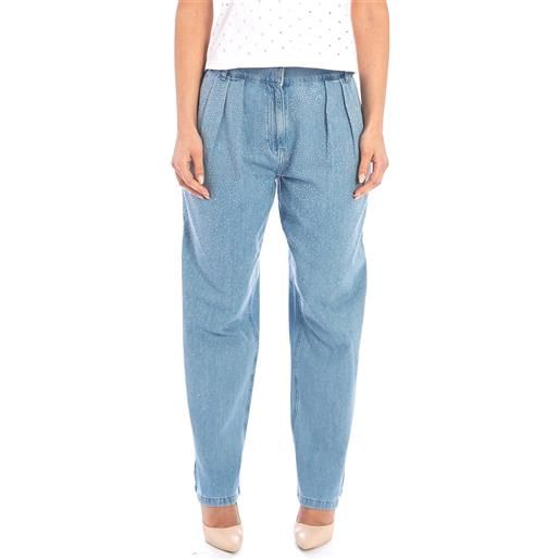 TWINSET ACTITUDE jeans TWINSET ACTITUDE gamba larga con strass, colore azzurro