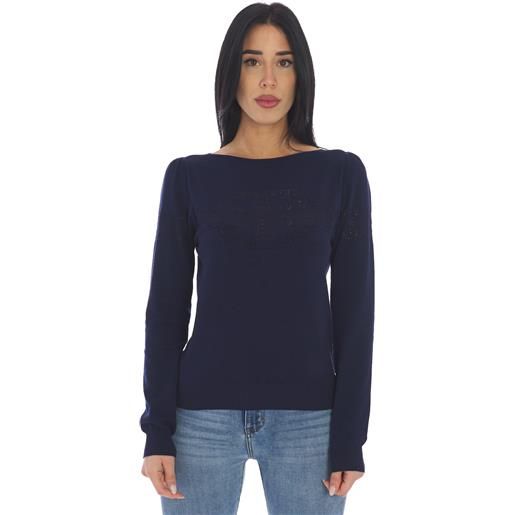 TWINSET maglia TWINSET con logo ricamato, colore blu