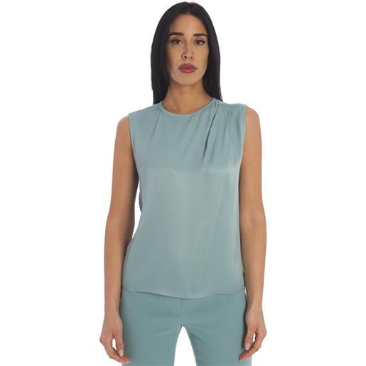 TWINSET top TWINSET con pieghe sulla spalla, colore verde