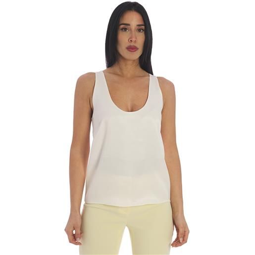 TWINSET top TWINSET in raso con logo, colore panna