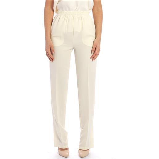 TWINSET pantalone TWINSET con banda laterale ricamata, colore panna