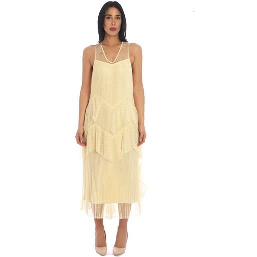 TWINSET abito lungo TWINSET plissettato con balze, colore giallo