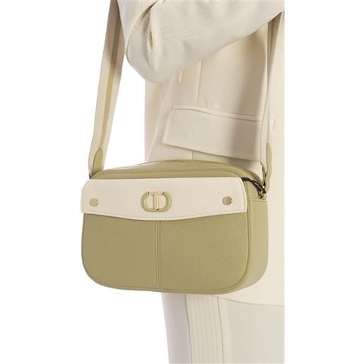 TWINSET borsa a tracolla TWINSET bicolore con logo, colore verde