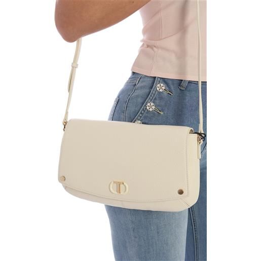 TWINSET borsa a tracolla TWINSET con patta e logo, colore panna