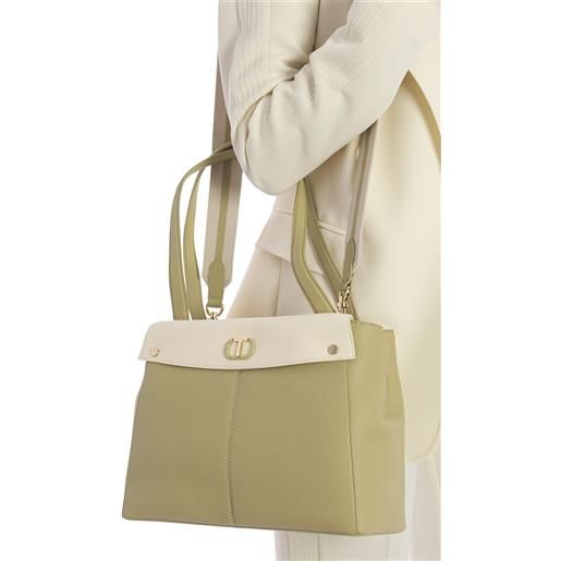 TWINSET borsa tote TWINSET bicolore con logo, colore verde