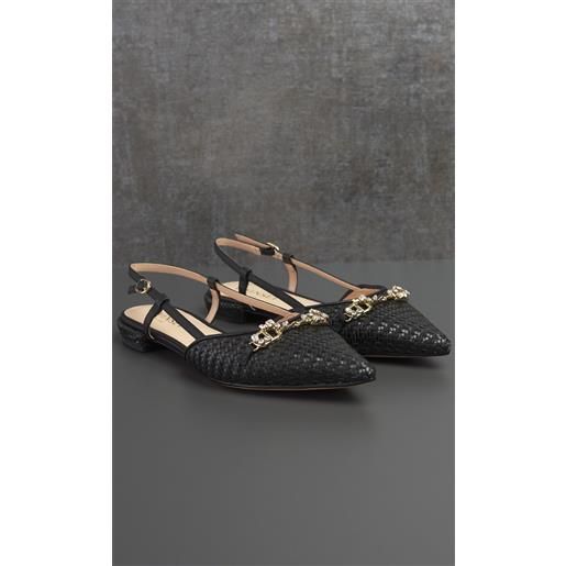 TWINSET ballerine TWINSET sling back intrecciato, colore nero