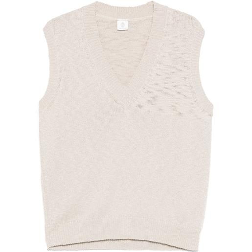 Eleventy gilet in maglia a costa inglese - toni neutri