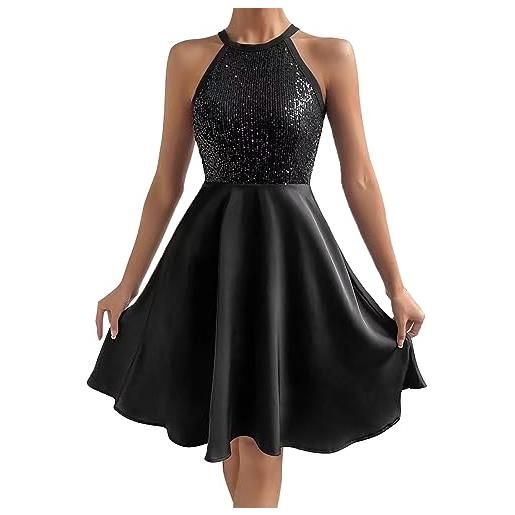 Cocila abito elegante donna cerimonia estivo abito donna nero e oro abito colorato donna vestiti eleganti ragazza cerimonia vestito rosa cerimonia offerte del giorno lampo (red, l)