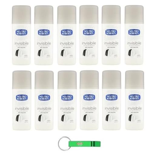 Beni Culinari neutro roberts - deodorante stick invisible - deodorante stick, 0% sali di alluminio, 0% macchie, 40 ml + portachiavi Beni Culinari