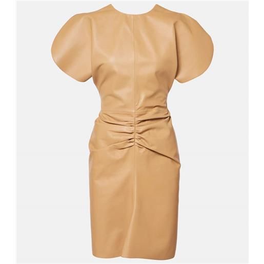 Victoria Beckham abito corto in pelle con ruches