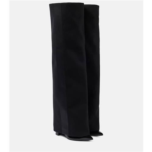 Sacai stivali in melton rifiniti in pelle