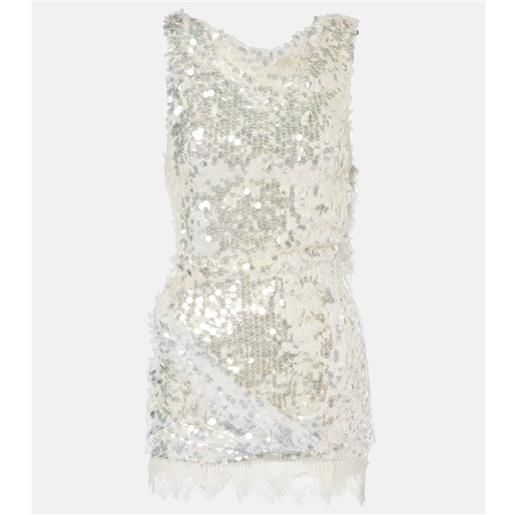 Christopher Esber abito corto opaline con paillettes e pizzo