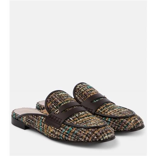 Gianvito Rossi slippers in tweed con bouclã©