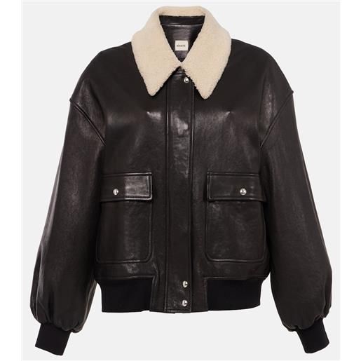 Khaite giacca shellar in pelle e shearling