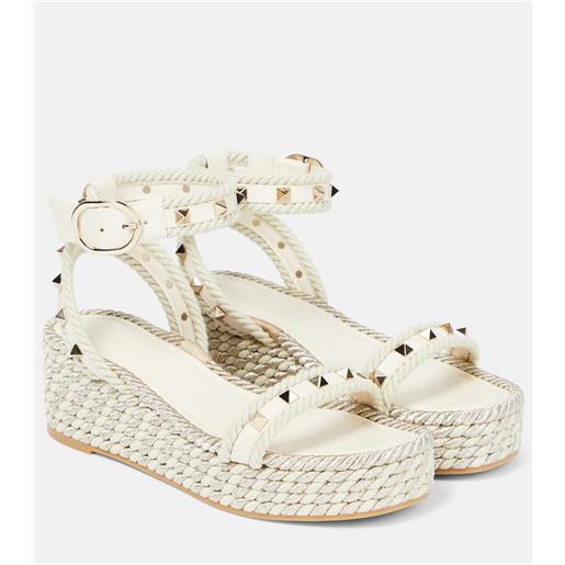 Valentino Garavani espadrillas rockstud in pelle con zeppa