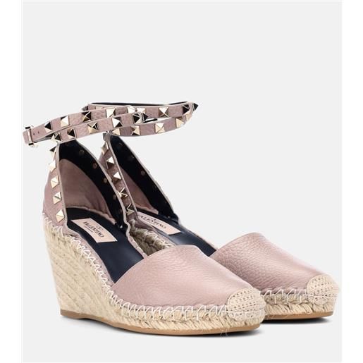Valentino Garavani espadrillas rockstud double in pelle con zeppa