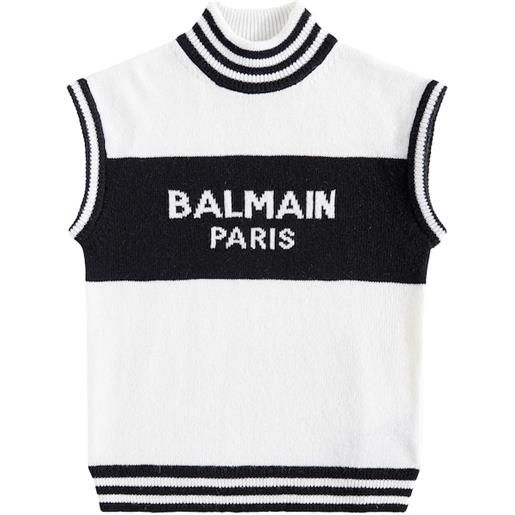 Balmain Kids gilet in lana e cashmere con logo