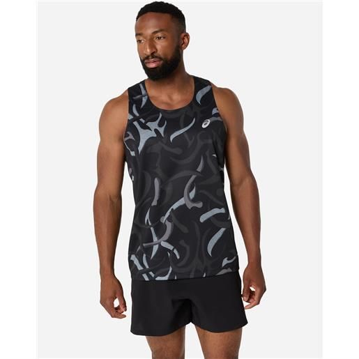 Asics road all over print m - canotta running - uomo - nero