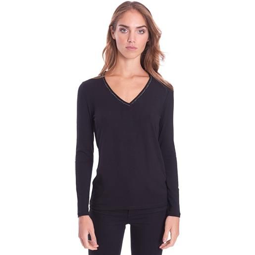 MARIA BELLENTANI maglia MARIA BELLENTANI scollo a punta con profili in lurex, colore nero