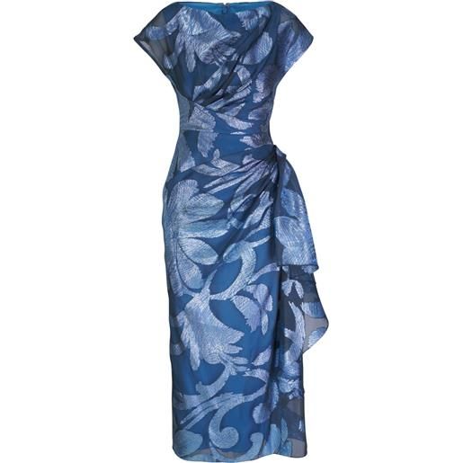 Lela Rose abito midi a fiori - blu