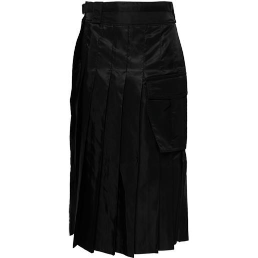 sacai gonna midi plissettata - nero
