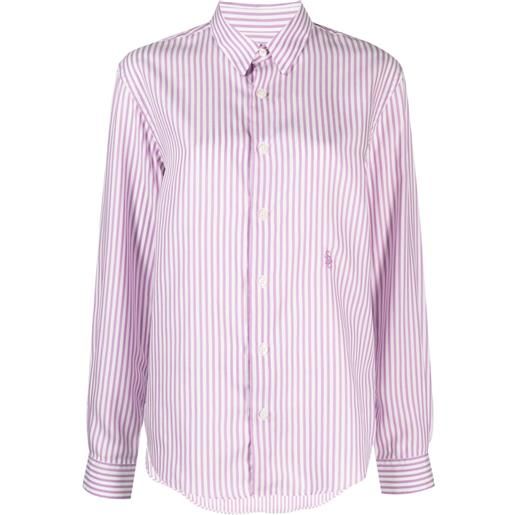 Sporty & Rich camicia a righe con ricamo - viola