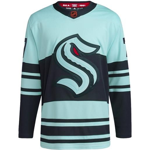 adidas t-shirt nhl seattle kraken jordan eberle authentic reverse 2.0 - blu