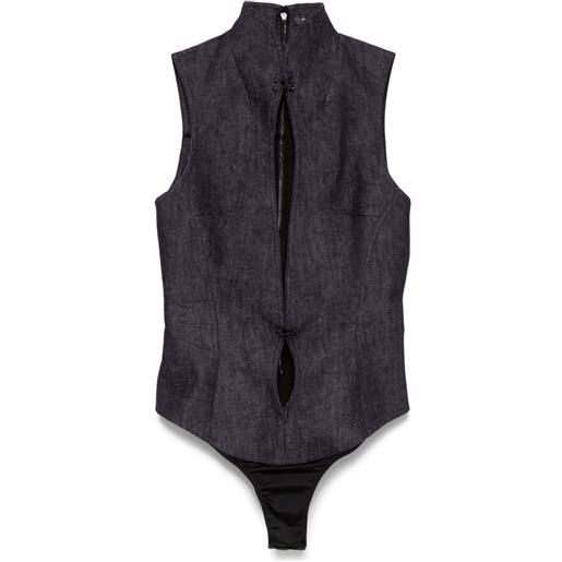 Mugler body denim con dettaglio cut-out - blu