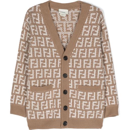 Fendi Kids cardigan con scollo a v ff - toni neutri