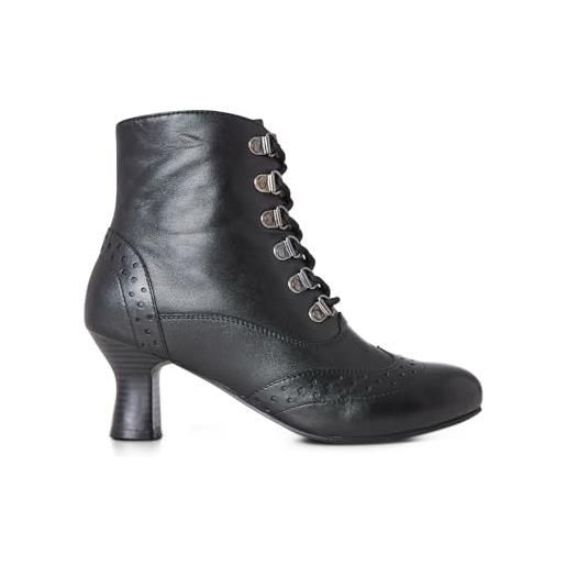 Joe Browns stivaletti con tacco in pelle con dettaglio brogue, donna, nero, 38 eu larga