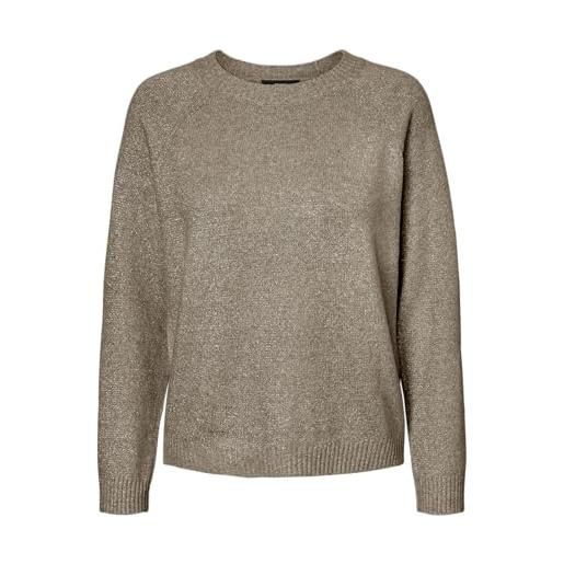 VERO MODA vmdoffyshine ls o-neck blouse rep noos maglione lavorato a maglia, silver mink/detail: w. Gold lurex, s donna