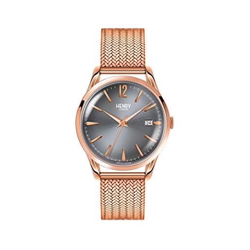 Henry London orologio analogico quarzo unisex con cinturino in acciaio inox hl39-m-0118