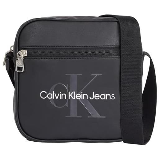 Calvin Klein jeans uomo borsa a tracolla monogram soft camera bag piccola, nero (black), taglia unica